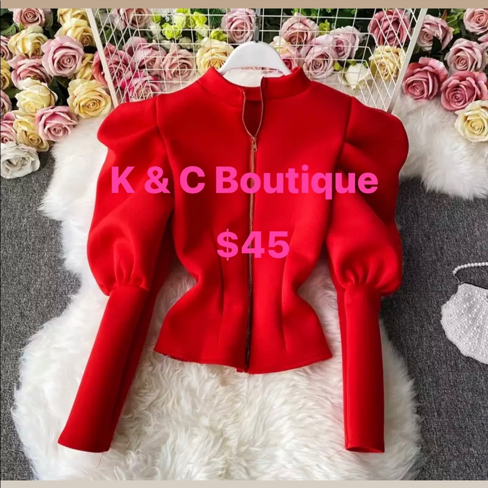 The red sweet heart blouse. Fits up to a small-large. O/S